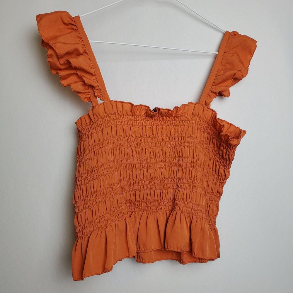 Boohoo Orange Ruffle Strap Top - Picture 2 of 5